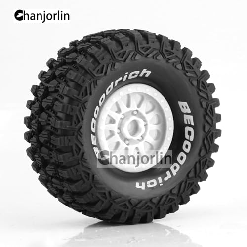 1/7 RC Short Course Truck Tires with Foam Insert and Wheels 17mm Hex OD 135mm 1/8 All Terrain Off Road Tyres for 1:7 RC Buggy Monster Truck Car TRAXXAS UDR 85086-4 4PCS (White) - color: White