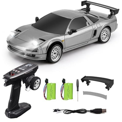 1:18 NSX Model LD1803 RC Drift Car 1/18 2.4G Remote Control on Road ESP Gyroscope LED Mini RC Racing Cars (Grey)