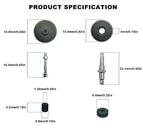 Heavy Duty Steel RC Transmission Gear Set Gearbox Gear for Axial SCX24 | RC Transmission Gear Set Metal Gearbox Gear with Shaft and Motor Gear for Axial 1/24 SCX24 Series Upgrades Part