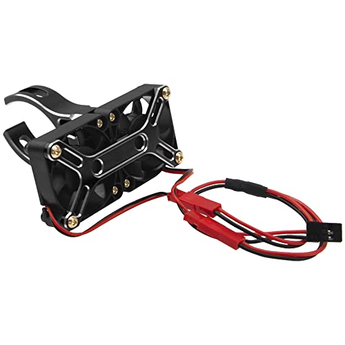 4985 1717 Brushless Motor Heat Sink Dual Cooling Fan Motor Heatsink Compatible with 1/5 Traxxas X-Maxx Arrma RC Car (Black) - color: Black