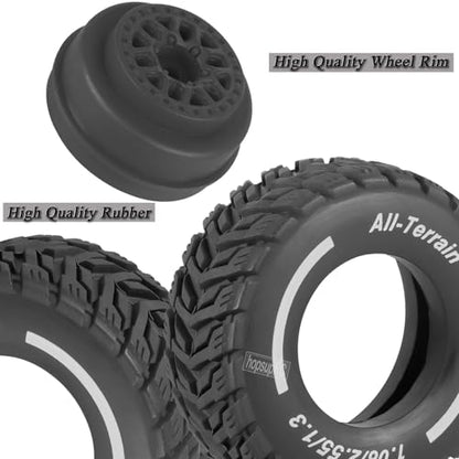 RC Wheels for 1/14 Mini Mojave GROM RC Car,RC Tires Beadlock Wheels Hub Rim Tires Wheels and Plastic Wheel hub Black(4PCS) - color: Black/for Mini Mojave Grom