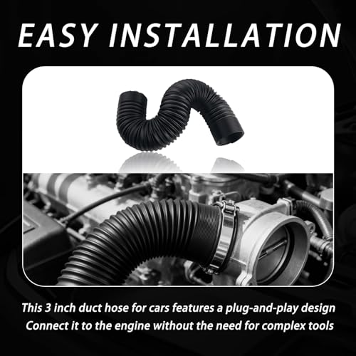 3" Diameter Car Engine Air Intake Hose Replacement,Stretchable Air Intake Tube Extending Up to 39.37 Inch,Universal Cold Airs Intakes Pipe for Most Automotive,SUV,Truck