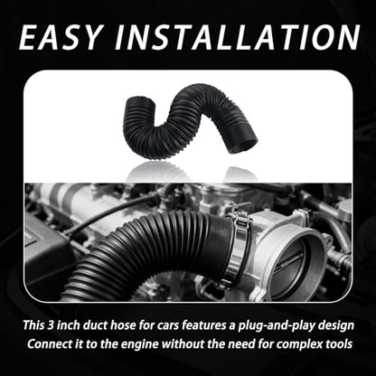3" Diameter Car Engine Air Intake Hose Replacement,Stretchable Air Intake Tube Extending Up to 39.37 Inch,Universal Cold Airs Intakes Pipe for Most Automotive,SUV,Truck