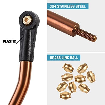 INJORA Steel 4 Links Set for SCX24 C10 JLU Bronco Base Camp 4Runner(Bronze) - color: Bronze