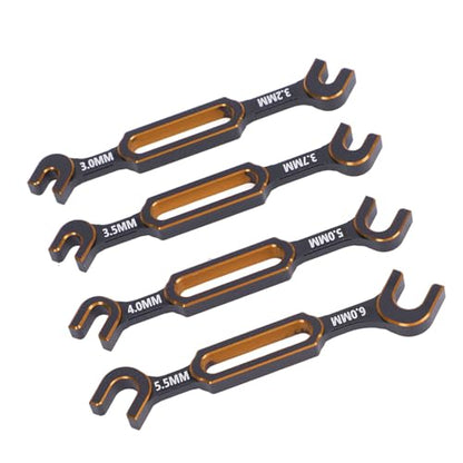 SUNGOOYUE 4PCS RC Wrench, Aluminum Alloy Turnbuckle Nut Ball Joint Remover with 3.0mm 3.2mm .5mm .7mm 4.0mm 5. 5.5mm 6., for RC Car Boat Drone Crawler Truck Plane Robot DIY (Gold) - color: Gold