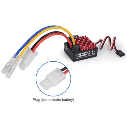 2-3s 60A Brushed ESC Waterproof Electronic Speed Controller with Switch Mode BEC for 1/10 Scale RC Crawler Car Trucks Upgrade (Tamiya Plug) - style: Tamiya Plug