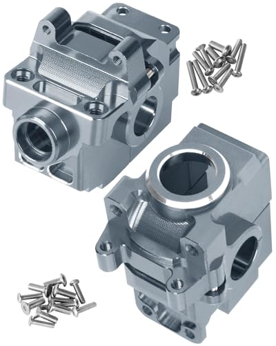 Transmission Case Gearbox Upgrades Part for 1/10 Slash/Stampede/Hoss/Rustler VXL 4X4,Aluminum Front Rear Transmission Case Gearbox Hops Ups,Titanium - color: Titanium - Upgrades
