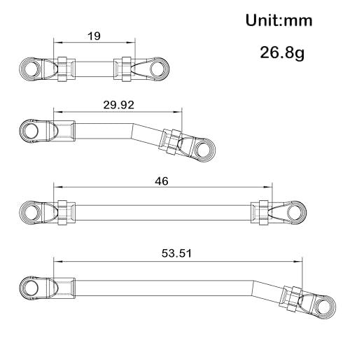 MEUS Racing SCX24 Links Metal High Clearance Chassis Links & Steering Links Set for Axial SCX24 Lexus GX470 1/24 RC Crawler(Titanium Alloy)
