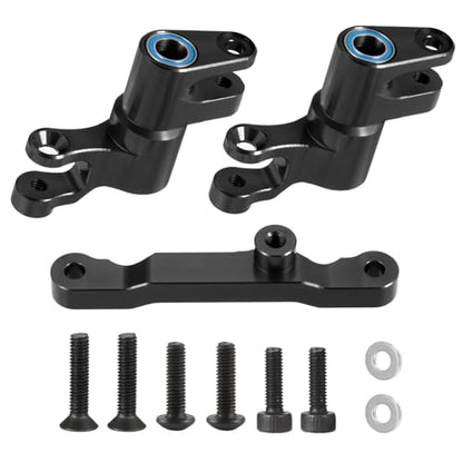 Black Front Steering Assembly for Tra-xxas 1/16 Mini Maxx Slash XRT | 4WD RTR Brushless Monster Truck RC Car Upgrades Parts Aluminum Bellcrank - color: Black