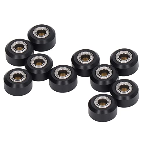 3D Printer POM Pulley Wheel Set Rubber Bearing Wheel Eccentric Spacer Round Column for 3D Printer(Black Pulley)