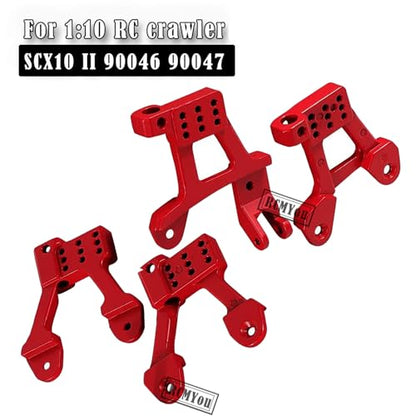 RC Shock Tower Shock Hoops Upgrades Part for 1/10 SCX10 II 90046 90047 Crawlers Truck Car,4PCS Aluminum Rear Front RC Shock Tower Shock Hops Up (Red) - color: Red