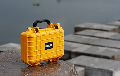 MEIJIA Portable All Weather Waterproof Protective Hard Case, Small Camera Case,Dry Case with Customizable Foam,Fit Use of Drones, Camera,Equipments, 11.65 ”x8.35”x3.78” - color: Yellow
