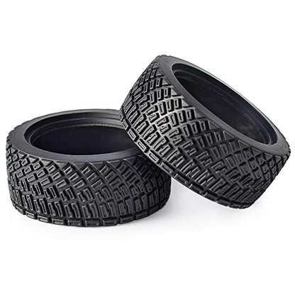 4PCS 65mm RC Rally Car Rubber Tires and 6-Spokes Wheel Rims 12mm Hex Compatible with 1/10 RC On-Road Rally Racing Car HSP Tamiya Sakura HPI WR8 HSP TT02 WLtoys (Black/Red) - color: Black/Red