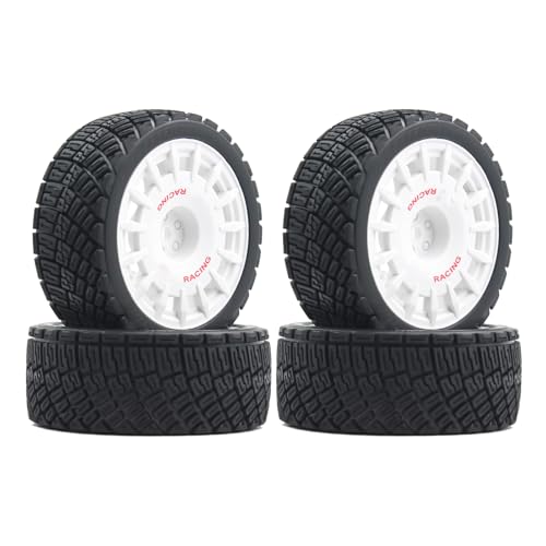 Lifehead 67mm RC On-Road Rally Car Tires and Wheels for 1/10 RC On-Road Touring Drift Car HSP Tamiya XV01 TT01 TT02B HPI Kyosho FAZER MK2 /12mm Hex - color: White B