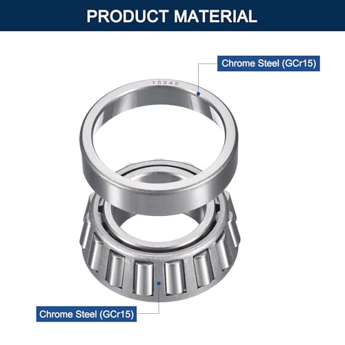 15125/245 Tapered Roller Bearing Cone and Cup Set | 1.25" Bore 2.4409" OD 0.75" Cup Width, Chrome Steel Taper Bearings Set, ABEC-3 - size: 15125/15245