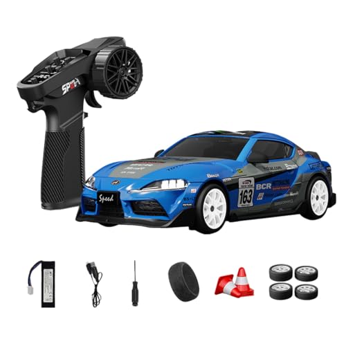 1:24 Scale RC Drift Car with Gyro Stability, 2.4GHz 4WD Proportional Control High-Speed Drift Racing Car with LED Lights & Dual-Mode Tire Switch (Racing & Drift) for Adults (S3 Blue/D24-01) - color: S3 Blue, size: D24-01