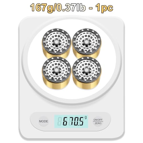 OGRC Brass Aluminum 1.9 Beadlock Wheels 167g Wheel Rims for SCX10 TRX4 | 668g Total Weights, 12mm Hex, for Gen7 Gen8 D90 VS4-10 1/10 RC Carwler, Silver - color: Silver