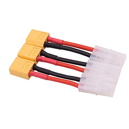 3PCS Female Tamiya Plug to Male XT60 Plug Connector Adapter Cable for RC Airplane Lipo Battery ESC Charger(14awg 5cm)