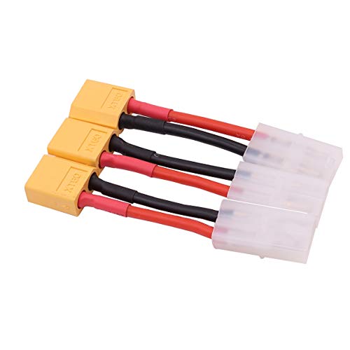 3PCS Female Tamiya Plug to Male XT60 Plug Connector Adapter Cable for RC Airplane Lipo Battery ESC Charger(14awg 5cm)