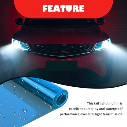 12×47 Inch Car Headlight Tint Film,Self-Adhesive Tail Light Tint Film Kit with Squeegee & Cutter,Universal Taillight Tints Films Automotive Exterior Accessories for Car Fog (Blue) - color: Blue