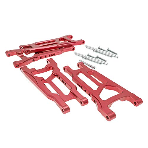 4-Pack Alloy Front&Rear Suspension Arms for Traxxas 1/10 4X4 Slash, Stampede, Rustler 4WD VXL-Replaces Part 3655 - color: Red