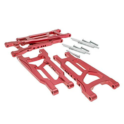 4-Pack Alloy Front&Rear Suspension Arms for Traxxas 1/10 4X4 Slash, Stampede, Rustler 4WD VXL-Replaces Part 3655 - color: Red