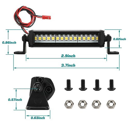 RC Light Bar 15 LED 2.95 Inch Aluminum RC Lights RC Crawler Accessories for Axial SCX10 Traxxas TRX4 TRX4M Arrma Senton Redcat GEN7 1/10 1/18 Scale Rock Crawler Truck RC Car Roof Light Kit