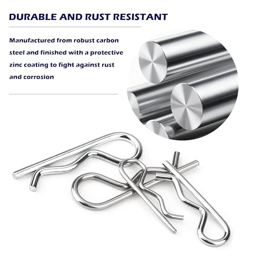 366pcs Cotter Pin Assortment Kit, 6 Sizes R Clip Pin Set | R Clip R Pin Set, Galvanized Carbon Steel, Hairpin Clips, 5/32" 9/64" 7/64" 5/64" 3/32"