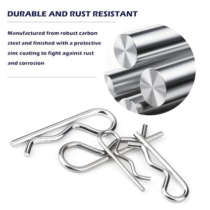 366pcs Cotter Pin Assortment Kit, 6 Sizes R Clip Pin Set | R Clip R Pin Set, Galvanized Carbon Steel, Hairpin Clips, 5/32" 9/64" 7/64" 5/64" 3/32"