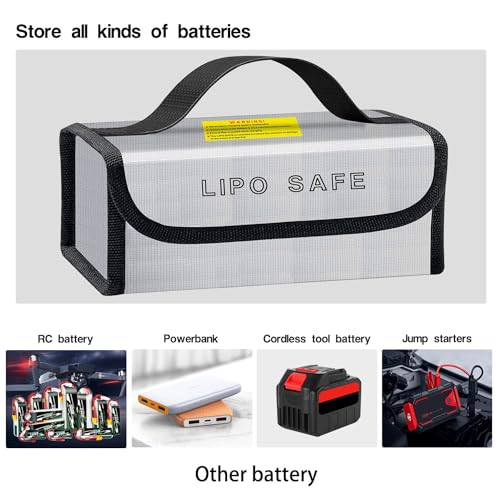 2PCS 230x80x100mm Lipo Battery Safe Bag Fireproof Charging Bag for RC Lipo Battery Pack Storage Charging Transport, Home Office Travel Lipo Safe Storage Pouch - size: 230x80x100mm (2 pcs)