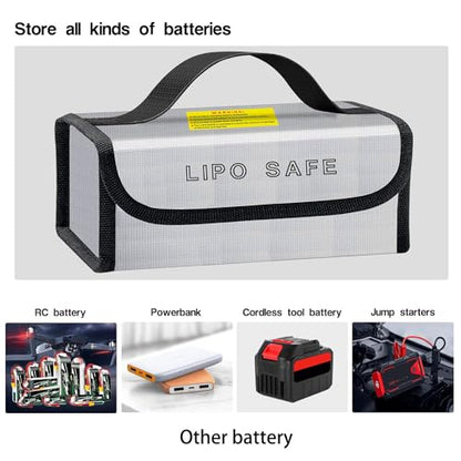 2PCS 230x80x100mm Lipo Battery Safe Bag Fireproof Charging Bag for RC Lipo Battery Pack Storage Charging Transport, Home Office Travel Lipo Safe Storage Pouch - size: 230x80x100mm (2 pcs)