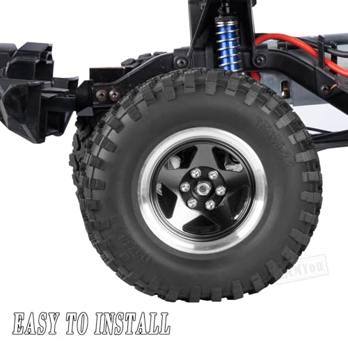 Rc 2.2 Wheel Rims Tires Wheels for 1/10 TRX4 TRX6 SCX10 SCX10 II SCX10 III 90046 D90 VS4-10 Gen8 MST CFX RC Crawler Car,Aluminum RC 2.2 Beadlock Wheel,Black - color: Black - (Rc 2.2in Wheel)