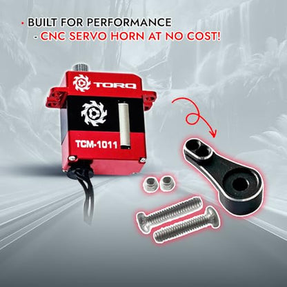 Helidirect TORQ Full CNC Case Metal Gear Coreless Servo for TRX4M 1/18 RC Crawler Upgrades Parts - Remote Control Car, RC Crawler Car Electronics (TCM-1011 for TRX4M/TRX4MT with Servo Horn)