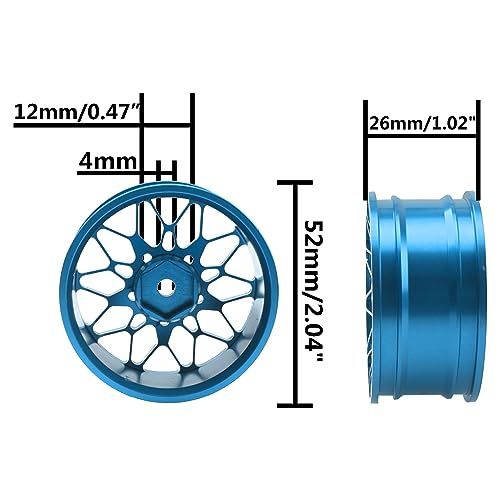 ShareGoo Metal Wheel Rims RC 12mm Hex Hubs 1/10 RC Drift On-Road Racing Touring Wheel Rim Compatible with HSP Tamiya Kyosho RedCat Sakura WLtoys Universal 1/10 RC Scales (Blue) - color: Blue