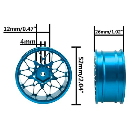 ShareGoo Metal Wheel Rims RC 12mm Hex Hubs 1/10 RC Drift On-Road Racing Touring Wheel Rim Compatible with HSP Tamiya Kyosho RedCat Sakura WLtoys Universal 1/10 RC Scales (Blue) - color: Blue