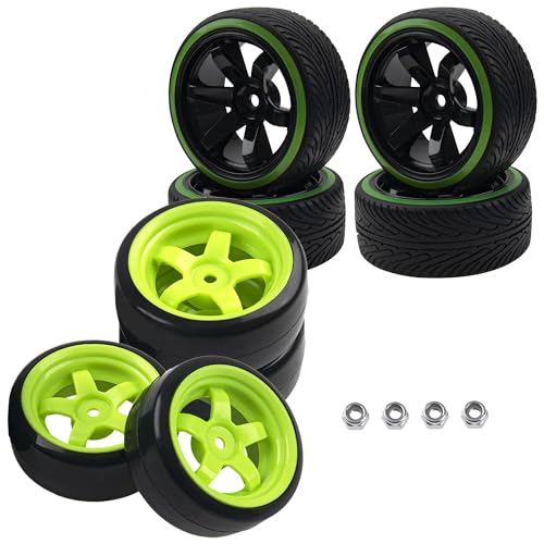 5-Spoke Hard Plastic Wheel Rims & Plastic Tires 12mm Hex & 1/10 RC Drift Car Tires 12mm Hex Hub Wheel Rims & Hard Plastic Tyre 6 Spoke