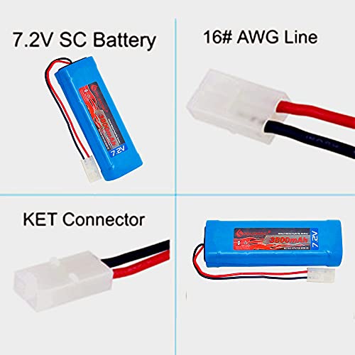 7.2V NiMH High Capacity Battery Pack for RC Cars, RC Aircrafts and Walking Robot (2 Pack 7.2V 3800mAh Batteries)
