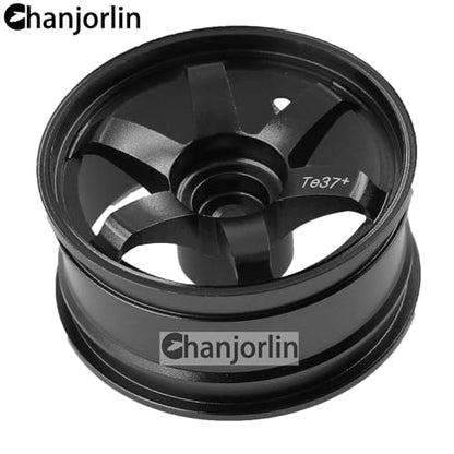 1/10 RC On Road Drift Wheels Rims Hex 12mm Alloy Aluminum Rally Racing Hubs for 1:10 Scale Touring Street Car Tires Tyres Tamiya TT01 TT02 A959 PTG2 HPI KYOSHO HSP XV02 XV01 4PCS (Black)