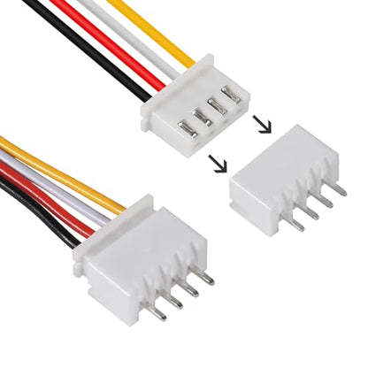 10Pairs JST-XH Connector Kit, XH 2.54mm 4 Pin Header Male and Female Connectors Plug Adapter with Flat Wire Cable 200mm 26AWG Compatible with JST XH (4P) - color: 4P