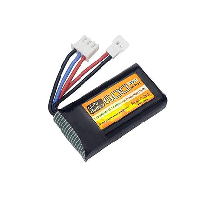 2PCS 7.4V 600mAh 35C 2S Lipo Battery with Molex Plug for FMS FCX24 RC Car, Truck, RC Electric Climbing Vehicle FCX24 Battery