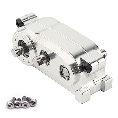 All Metal Front Planetary Motor Transmission Prefixal Gearbox Transfer Case with Hardened Steel Drive Shaft for 1/10 RC Crawler Car Axial SCX10 & SCX10 II 90046 Upgrade Parts (Silver) - color: Silver