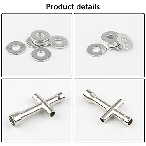 M4 Lock Nuts & Washers for RC Vehicles, Silver | 20 Pairs, Serrated Flange Nylon Insert, Cross Socket Wrench Included, For 1/10 Traxxas Axial HPI Redcat HSP - color: Silver