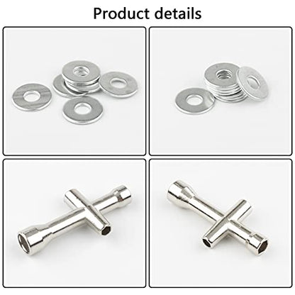 M4 Lock Nuts & Washers for RC Vehicles, Silver | 20 Pairs, Serrated Flange Nylon Insert, Cross Socket Wrench Included, For 1/10 Traxxas Axial HPI Redcat HSP - color: Silver