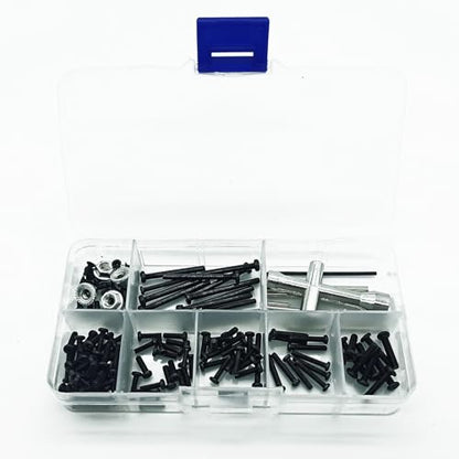 Compatible with Hyper GO RC Car Parts, 1/16 Metal Upgrade Aluminum Accessories, Replacement Parts kit for H16BM H16GT H16DR H16 MJX 16207 16208 16209 16210 (Screw Set) - color: Screw Set
