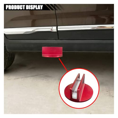 Universal Magnetic Jack Pad, 0.37" Slotted Aluminum Grooved Pad | Jack Puck Pinch, Pinch Weld Frame Rail Adapter with Large Slotted for Most Cars SUVs Trucks, Red - color: Red