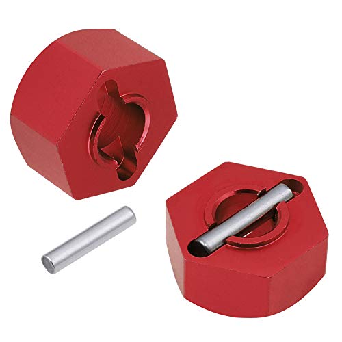 Hobbypark Anodized Aluminum Hex Wheel Hubs Pins and M4 Flanged Lock Nuts Washers Set for Traxxas Slash 2WD 1/10 Upgrade Parts,Replace 1654 3654 (Red) - color: Red