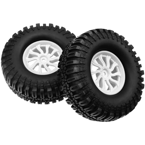 RC 1.9" RC Tires and Wheel Nylon Rims 12mm Hex Hub OD 106mm/4.25" Rubber Tyre 10-Spoke Compatible with 1/10 Axial SCX10 RC4WD D90 Tamiya CC01 TF2 Traxxas TRX4 RC Crawler (White) - color: White