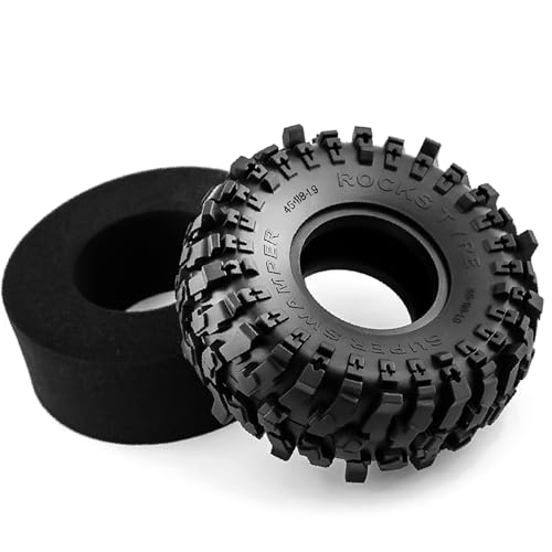 STMU 1.9in" RC Soft Rubber Mud Tyres 118mm For 1/10 Scale Electric RC Rock Crawler, 4WD Shaft Driven RC Truck Redcat Racing Everest 10 Redcat Ascent Fusion Traxxas TRX4 Axial SCX10 (TIRES)