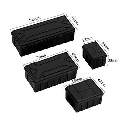 RC Simulation Mini Luggage Case Storage Box Toolbox for 1/10 RC Crawler TRX-4 SCX10 CC01 D90 Redcat Gen8 (Black)