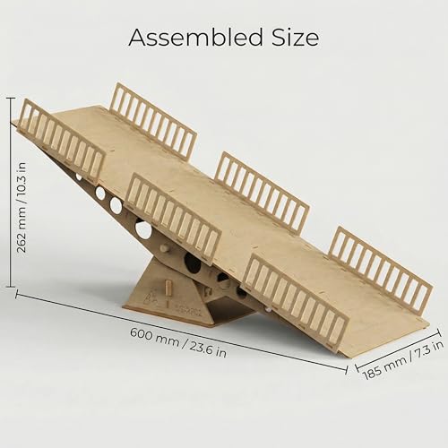 RC Crawler Seesaw Bridge, Course Obstacle for 1/18 and 1/24 Mini Crawlers | Single laser-cut HDF kit with glue; for many SCX24, TRX4M and FCX24 setups; RC car and other obstacles not included